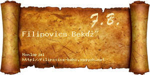 Filipovics Bekő névjegykártya
